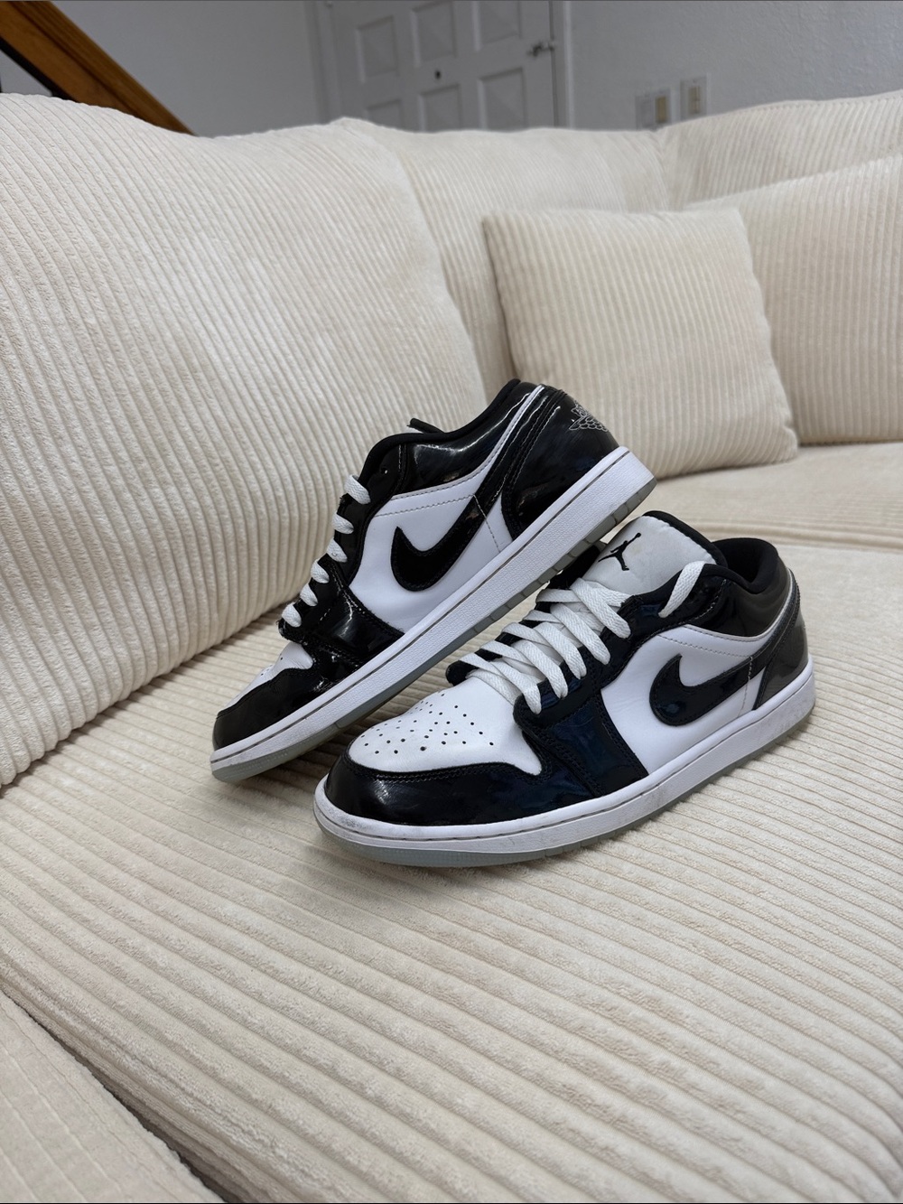 Jordan Men's Low Top Sneakers - Black & White - Picture 2 of 5